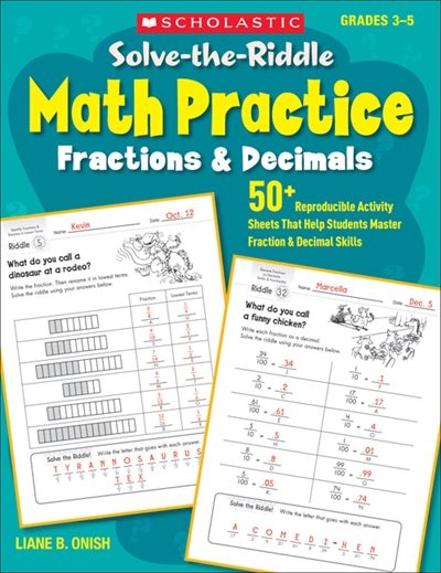 Front cover_Solve-the-Riddle Math Practice: Fractions & Decimals