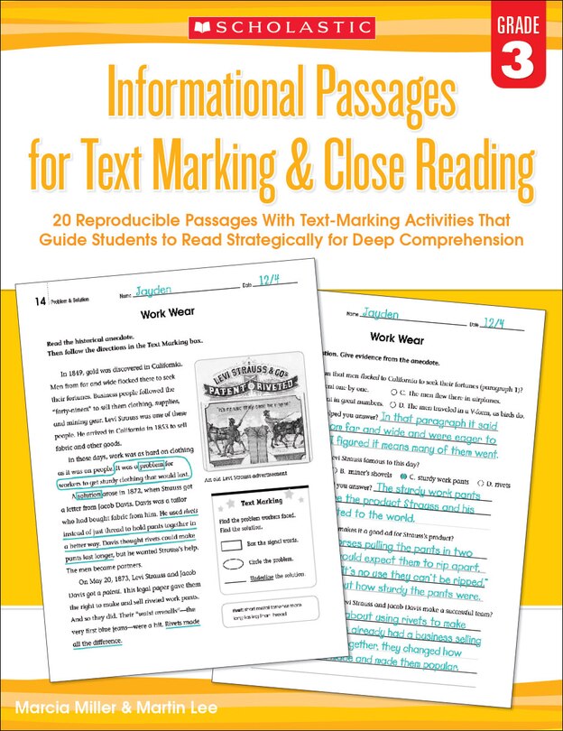 Couverture_Informational Passages for Text Marking & Close Reading: Grade 3