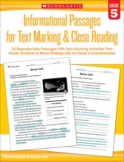 Couverture_Informational Passages for Text Marking & Close Reading: Grade 5