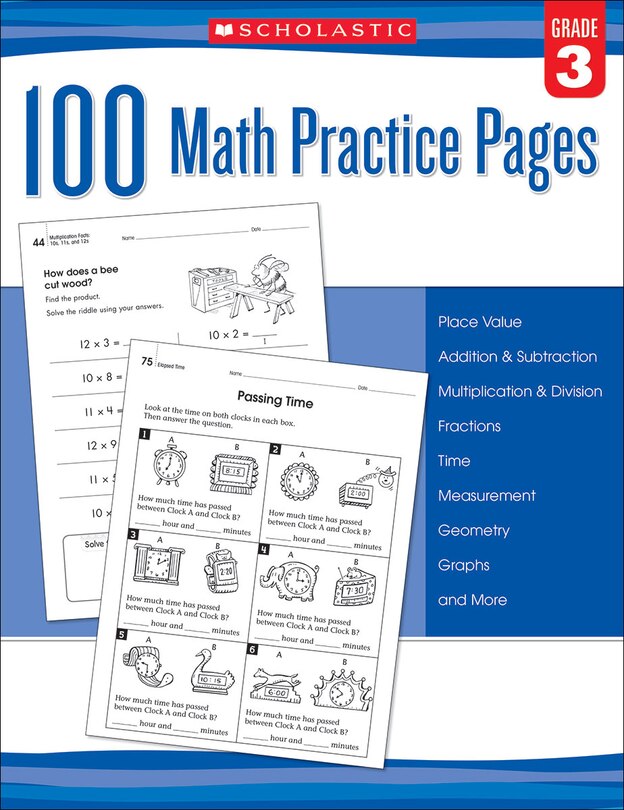 Front cover_100 Math Practice Pages: Grade 3
