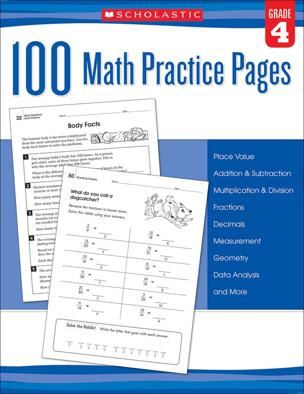 Front cover_100 Math Practice Pages: Grade 4