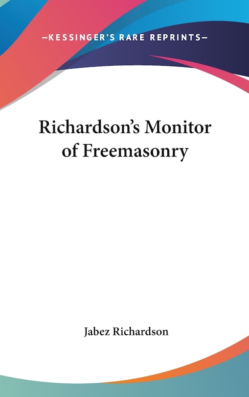 Front cover_Richardson's Monitor of Freemasonry