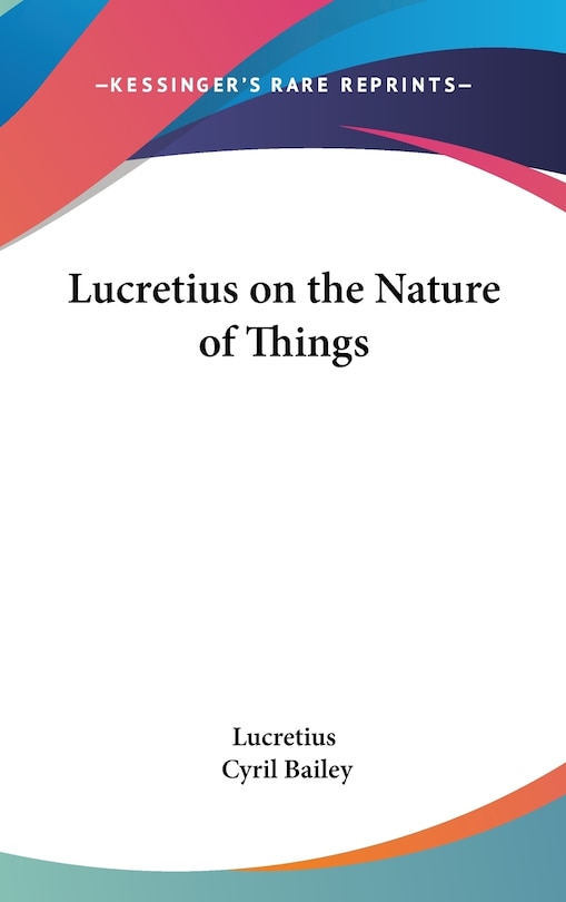 Front cover_Lucretius on the Nature of Things