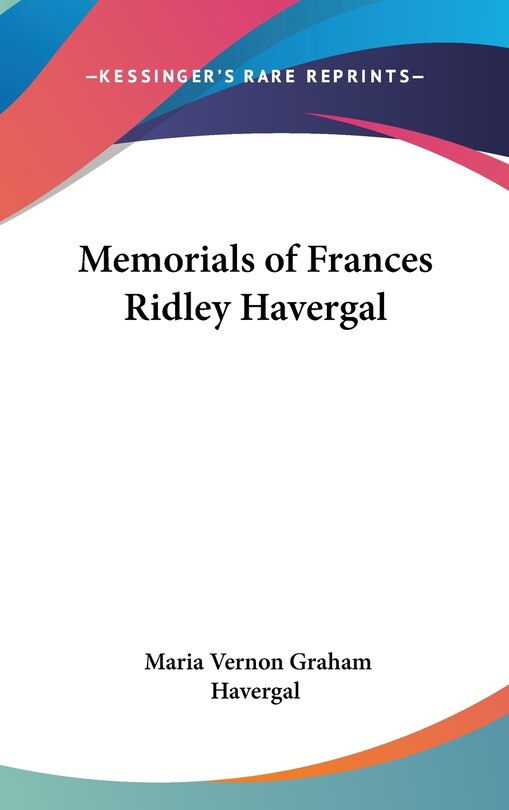 Couverture_Memorials of Frances Ridley Havergal