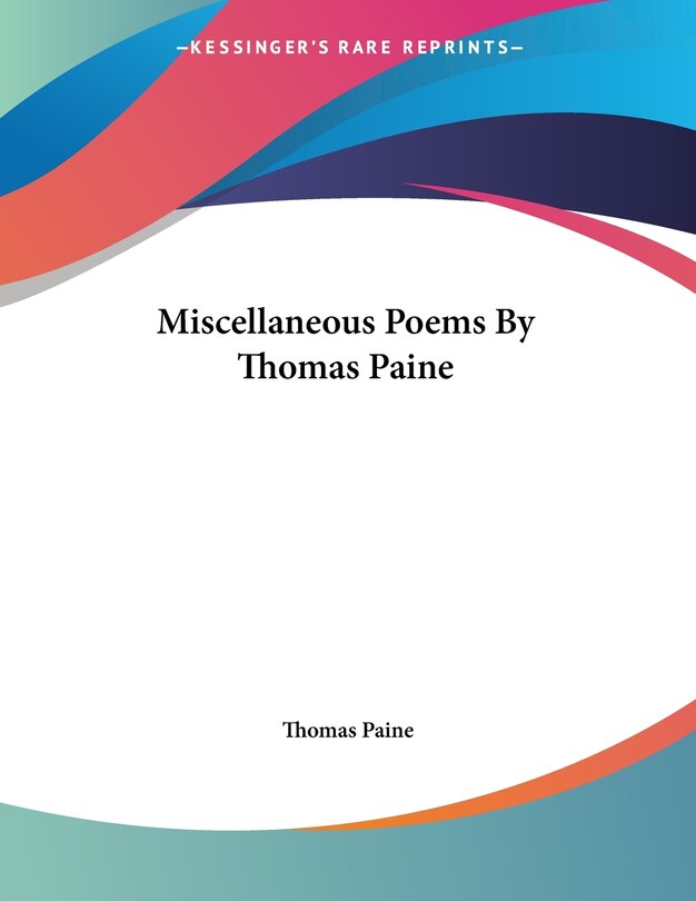 Front cover_Miscellaneous Poems By Thomas Paine
