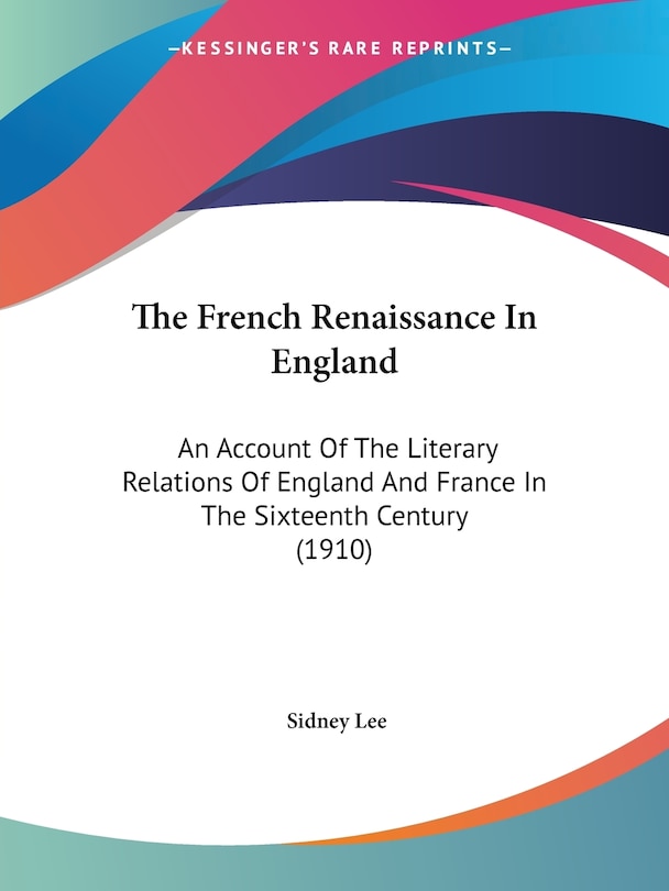 Front cover_The French Renaissance In England