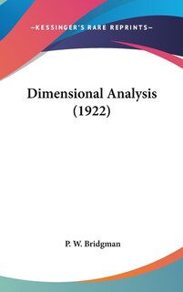 Front cover_Dimensional Analysis (1922)
