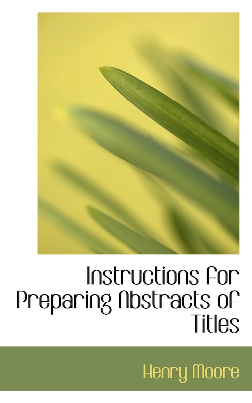 Front cover_Instructions for Preparing Abstracts of Titles