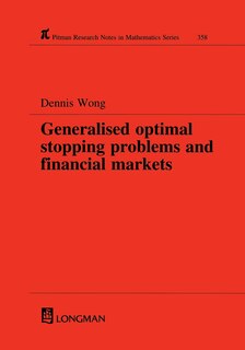 Couverture_Generalized Optimal Stopping Problems And Financial Markets