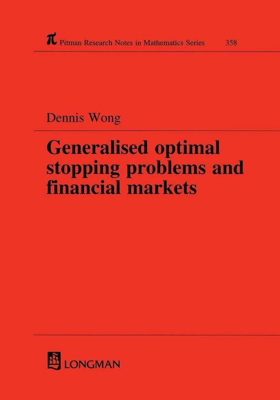 Couverture_Generalized Optimal Stopping Problems And Financial Markets