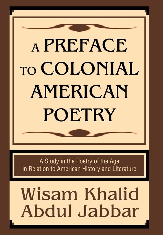Front cover_A Preface to Colonial American Poetry