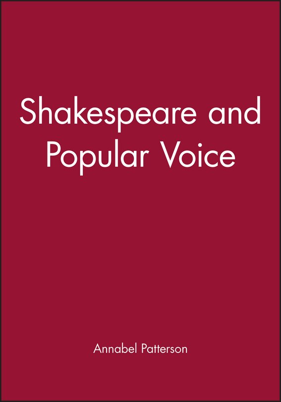 Front cover_Shakespeare and Popular Voice