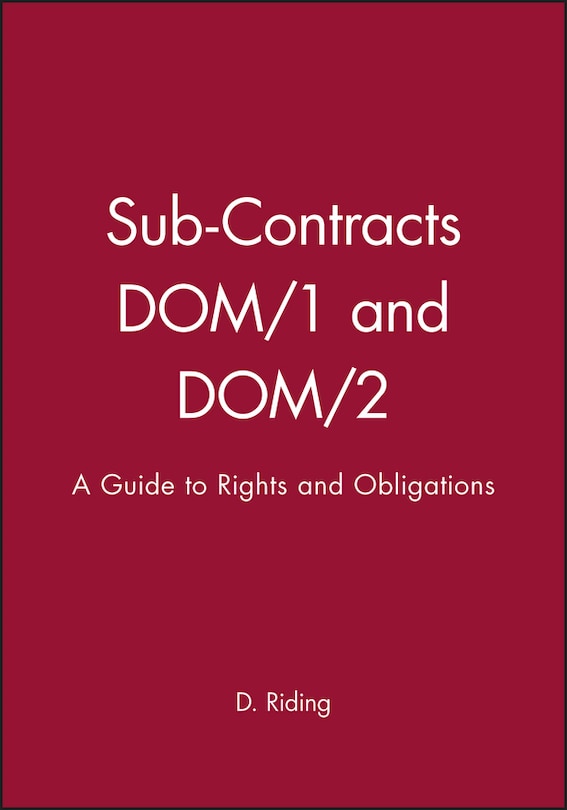 Front cover_Sub-Contracts DOM/1 and DOM/2