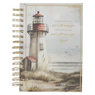 Front cover_Journal Spiral Lighthouse I Will Carry You Isa. 46:4