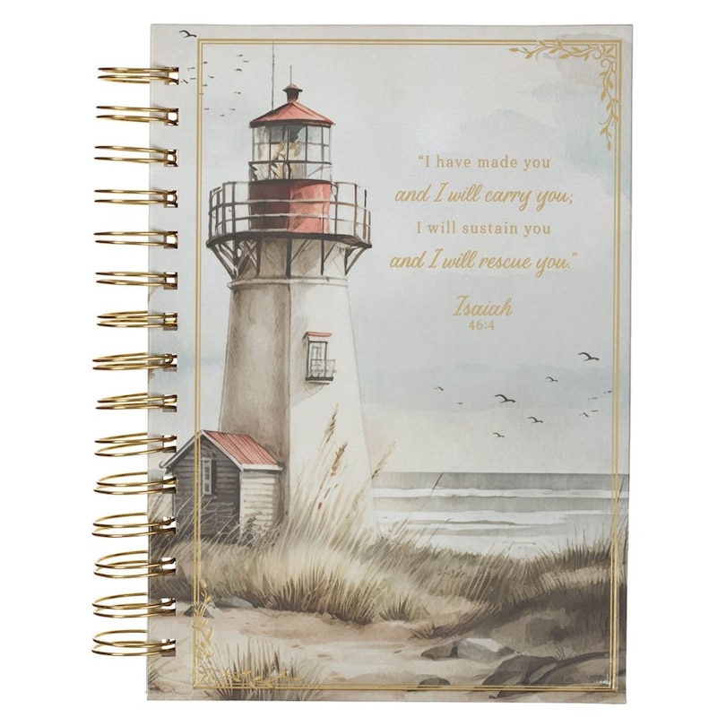 Front cover_Journal Spiral Lighthouse I Will Carry You Isa. 46:4