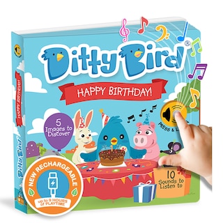 Front cover_Ditty Bird | Happy Birthday book | Interactive Sound Book for toddlers 1- 3 | Musical Gift for baby 1 year old