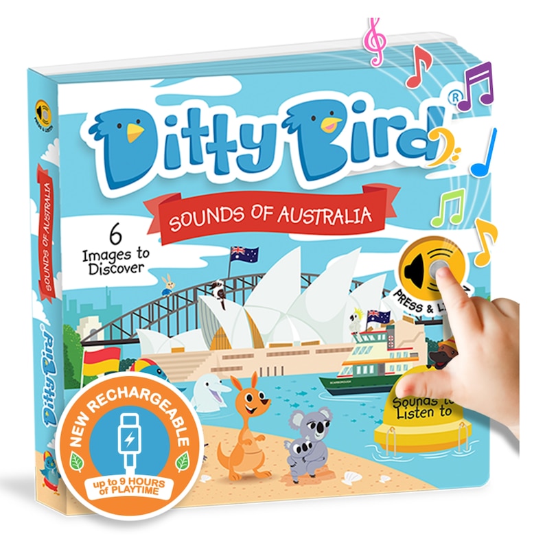 Front cover_Ditty Bird | Sounds of Australia | Interactive Sound Book for toddlers 1- 3 | Koala, Kangaroo gift for 1 year old