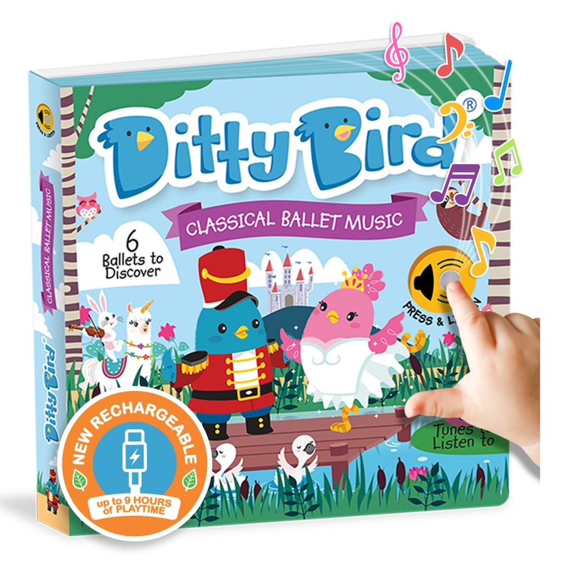 Front cover_Ditty Bird | Ballet Music Interactive Sound Book for toddlers 1- 3 | Musical books for Ballerina | Nutcracker gift for 1 year old girl