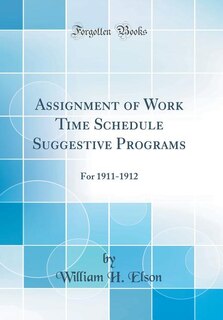Couverture_Assignment of Work Time Schedule Suggestive Programs