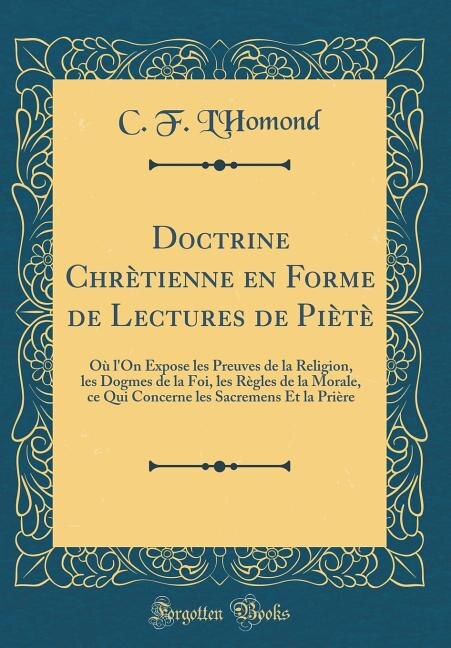 Couverture_Doctrine Chrètienne en Forme de Lectures de Piètè