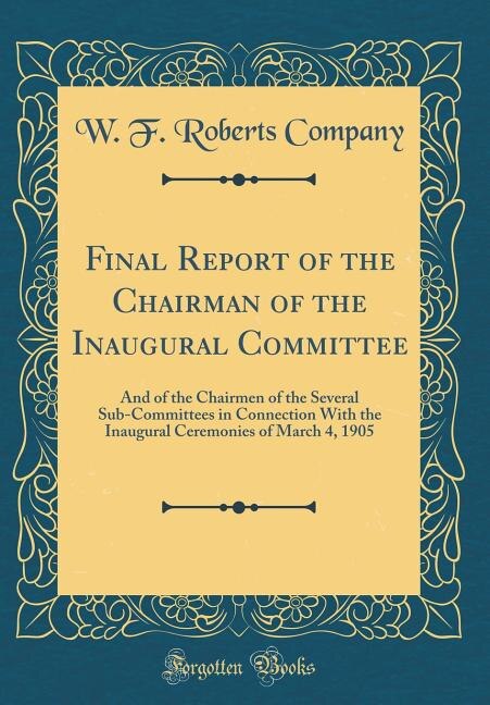 Couverture_Final Report of the Chairman of the Inaugural Committee