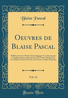 Couverture_Oeuvres de Blaise Pascal, Vol. 11