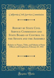 Couverture_Report by State Civil Service Commission and State Board of Control to the Senate and the Assembly