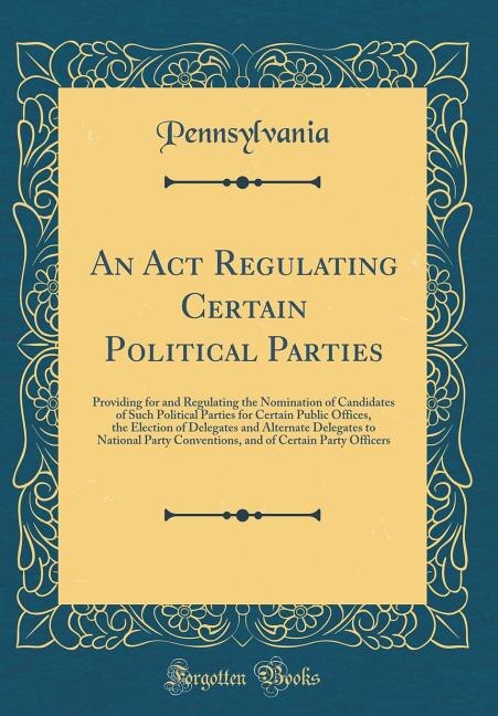 Couverture_An Act Regulating Certain Political Parties