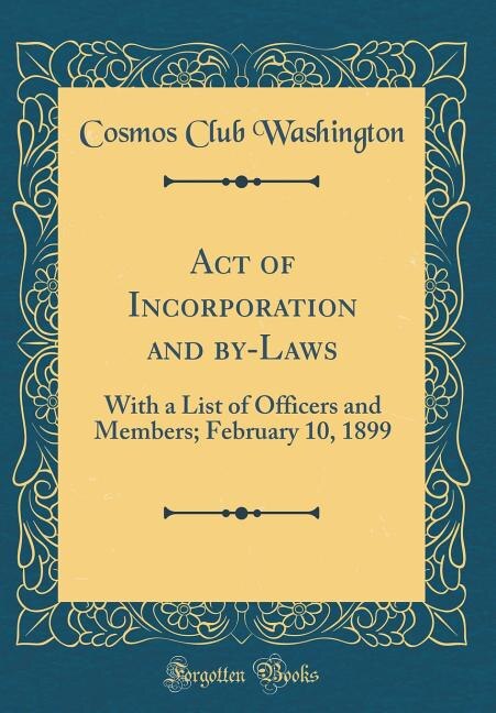 Couverture_Act of Incorporation and by-Laws