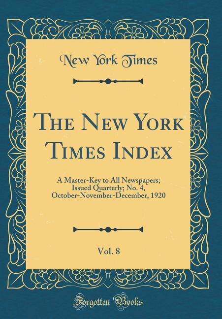 Front cover_The New York Times Index, Vol. 8