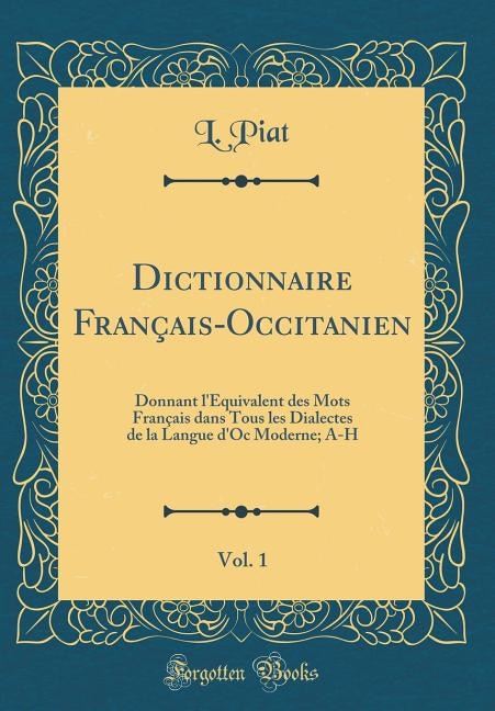 Couverture_Dictionnaire Français-Occitanien, Vol. 1