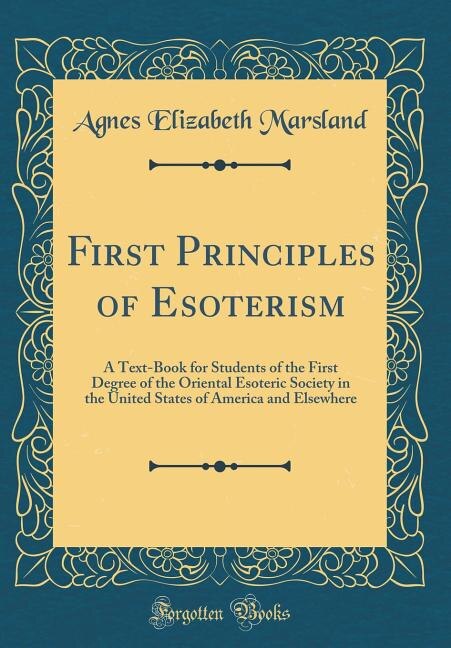 Couverture_First Principles of Esoterism
