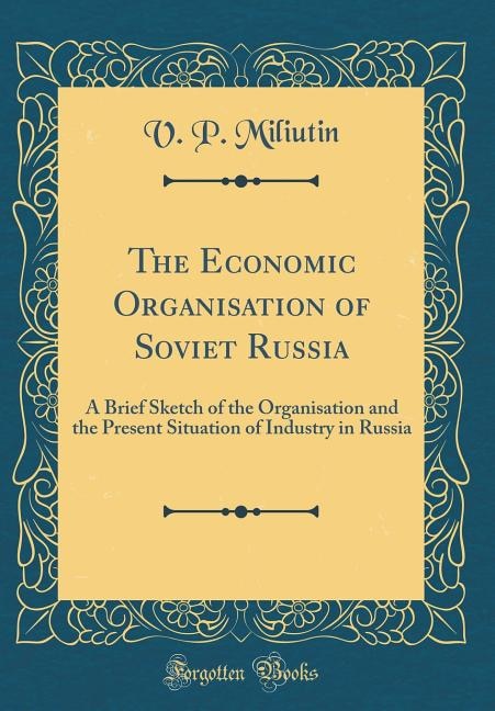 Couverture_The Economic Organisation of Soviet Russia