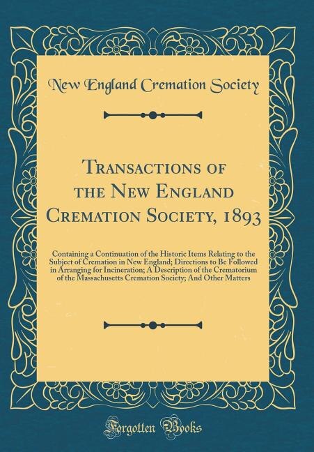 Front cover_Transactions of the New England Cremation Society, 1893