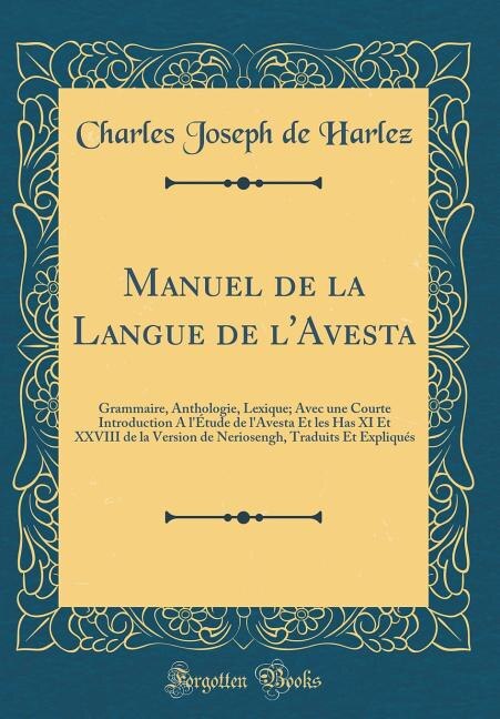 Couverture_Manuel de la Langue de l'Avesta