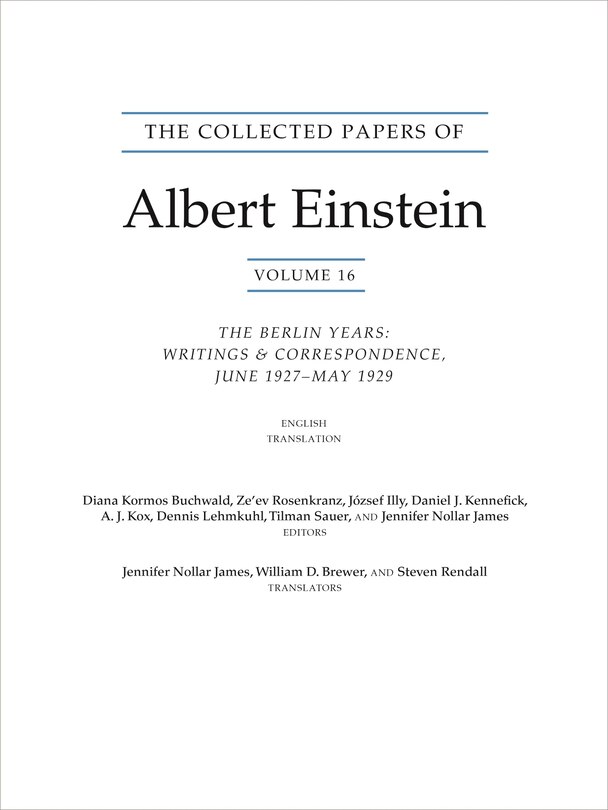 Front cover_The Collected Papers of Albert Einstein, Volume 16 (Translation Supplement)