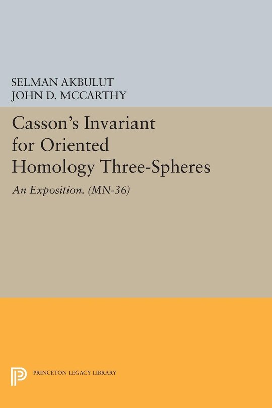 Front cover_Casson's Invariant for Oriented Homology Three-Spheres