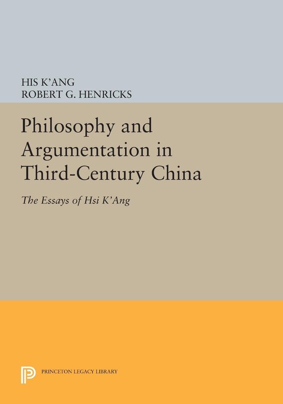 Front cover_Philosophy and Argumentation in Third-Century China
