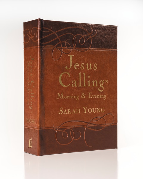 Jesus Calling Morning and Evening, Brown Leathersoft Hardcover, with Scripture references