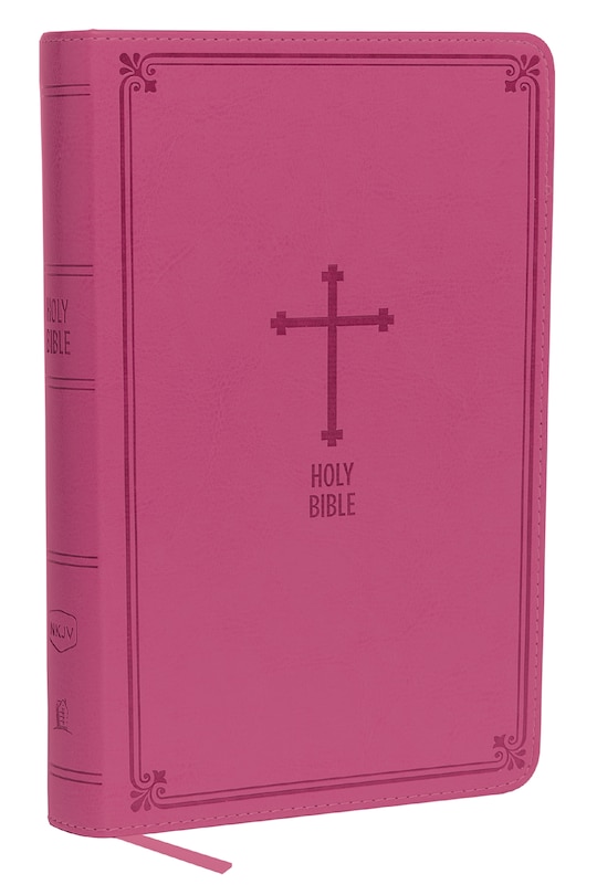 Couverture_Nkjv, Deluxe Gift Bible, Leathersoft, Pink, Red Letter, Comfort Print