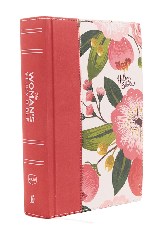 Couverture_NKJV, The Woman's Study Bible, Cloth over Board, Pink Floral, Red Letter, Full-Color Edition, Thumb Indexed