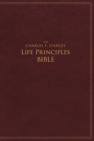 Front cover_Niv, The Charles F. Stanley Life Principles Bible, Leathersoft, Burgundy, Thumb Indexed