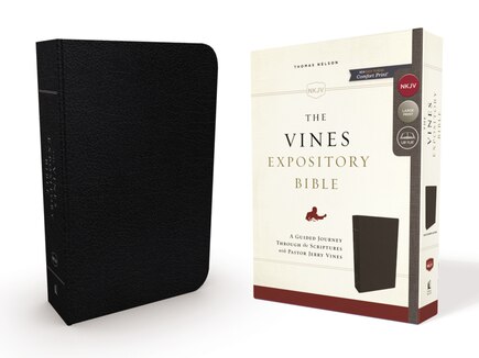 The Nkjv, Vines Expository Bible, Bonded Leather, Black, Comfort Print: A Guided Journey Through The Scriptures With Pastor Jerry Vines