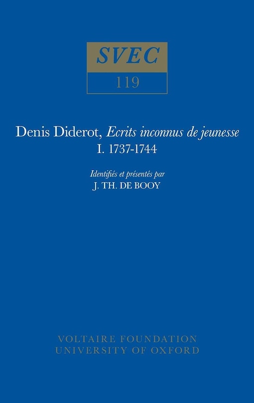 Front cover_Denis Diderot, Ecrits inconnus de jeunesse 1737-1744