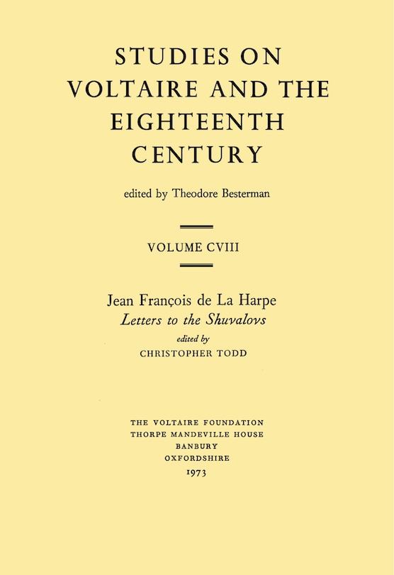 Front cover_Jean François de la Harpe, 'Letters to the Shuvalovs'