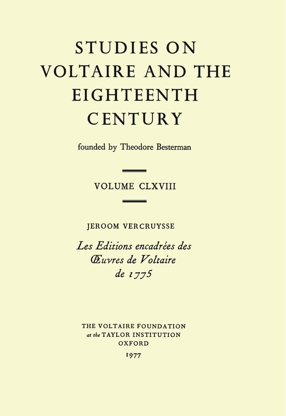 Front cover_Les Editions encadres des œuvres de Voltaire de 1775