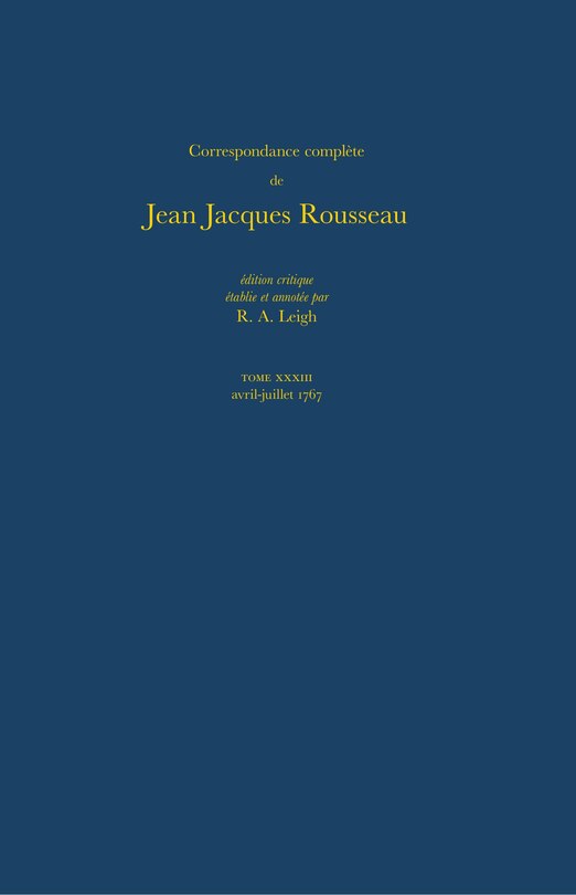 Couverture_Correspondance complète de Rousseau (Complete Correspondence of Rousseau) 33