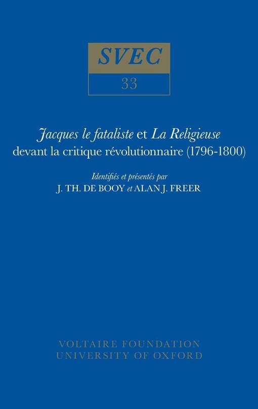 Front cover_Jacques le fataliste et La Religieuse devant la critique r�volutionnaire (1796-1800)