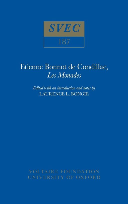 Couverture_Etienne Bonnot de Condillac, 'Les Monades'