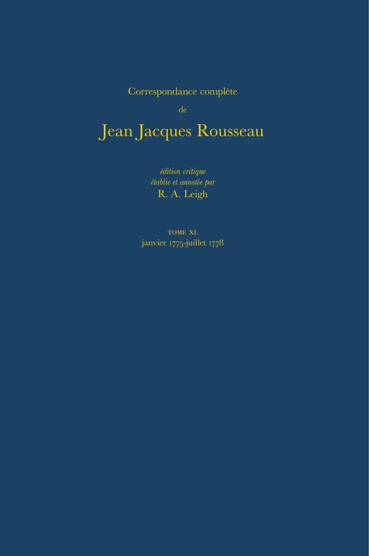 Front cover_Correspondance compl�te de Rousseau (Complete Correspondence of Rousseau) 40